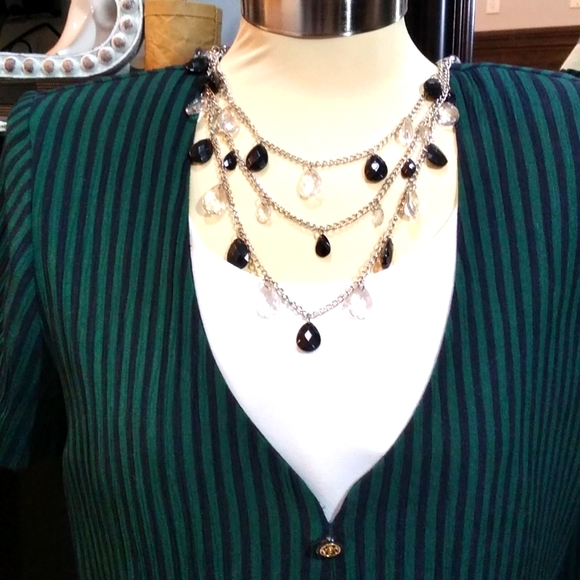 DBY Green Black Striped Women's Dress - Picture 3 of 9